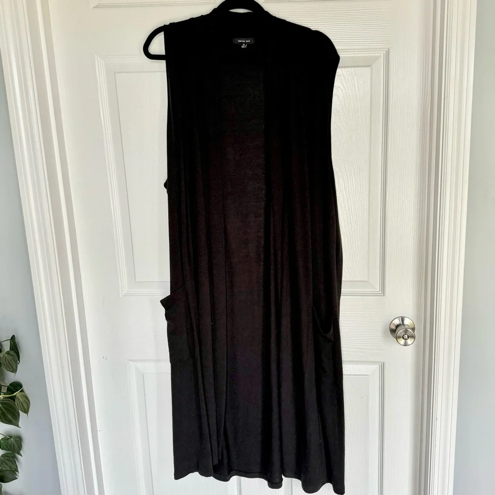 Verve Ami Sleeveless Long Open Cardigan, Black, SIZE 3X, NWT - Picture 8 of 8